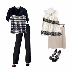 🍒Ann Taylor Loft Top Black and Ivory lace,